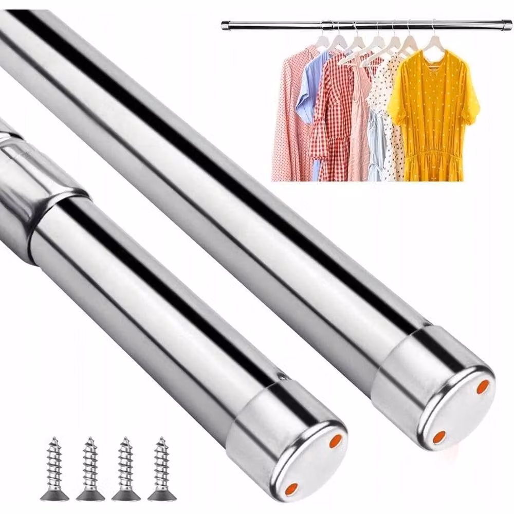 NESTLUNE Stainless Steel Wardrobe Rail and Fittings in Silver, W/D/H: 100 x 15 x 15 cm – 2