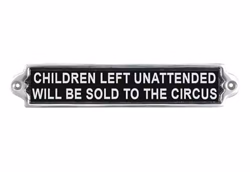 Minster Children Left Metal Wall Plaque in Black or Silver, W: 25 cm, H: 6 cm, D: 1 cm