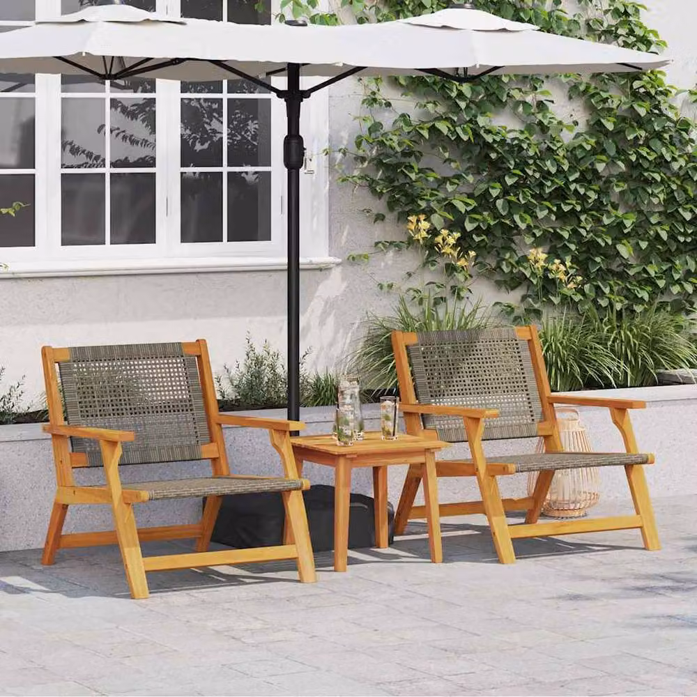 Berkfield Home Set of 2 Grey Acacia Wood Garden Chairs with Armrests W/D/H: 76 x 67 x 73.5 cm – 2