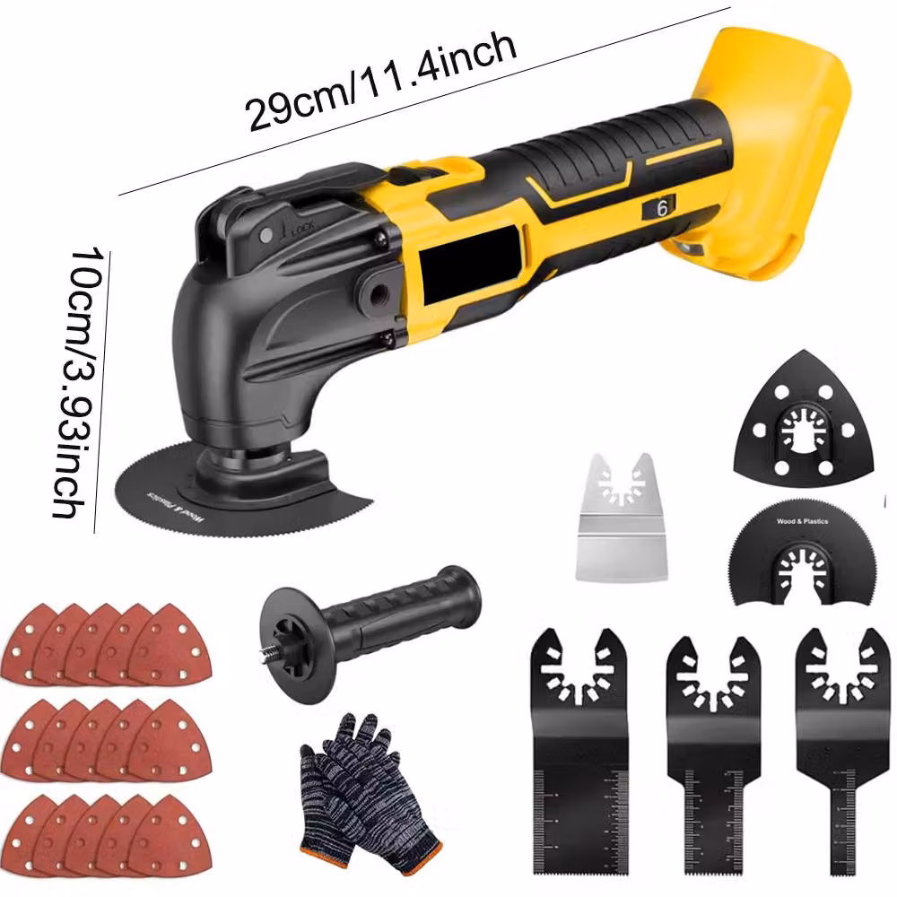 SPETLEK 6-Speed Brushless Multi Tool for DeWalt 18V 20V Batteries with LED, Yellow, W: 1000 mm, D: 400 mm – 2