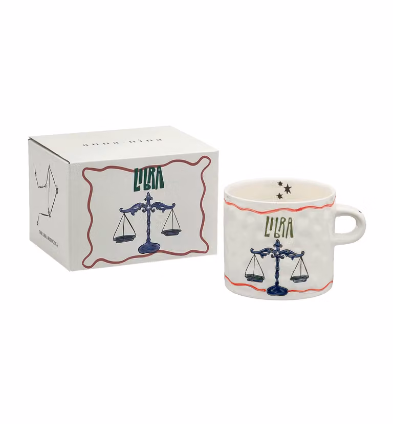 Anna + Nina Zodiac Libra Stoneware Tea Mug, White, 500 ml