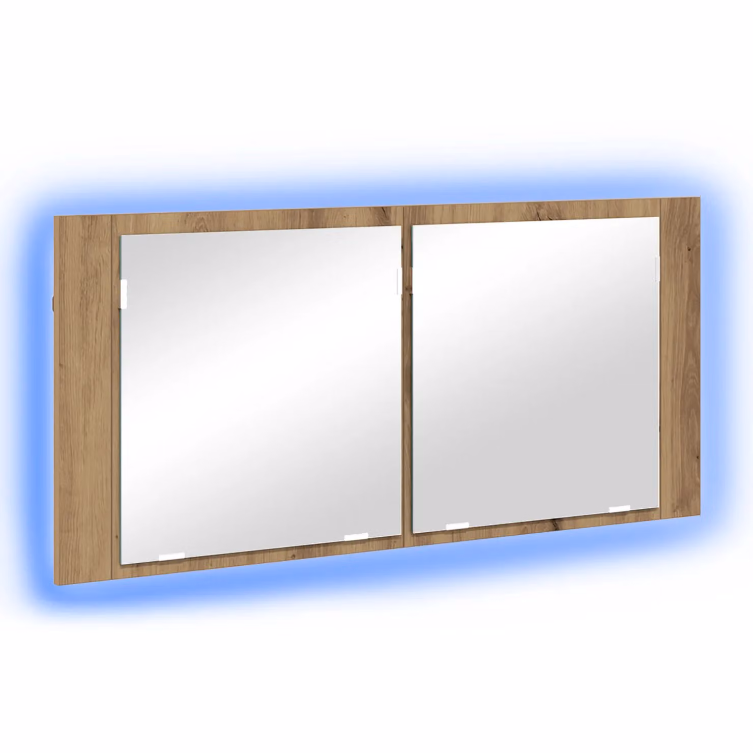 Berkfield Home Artisan Oak LED Mirror Cabinet in Brown, W/D/H: 100 x 12 x 45 cm – 2