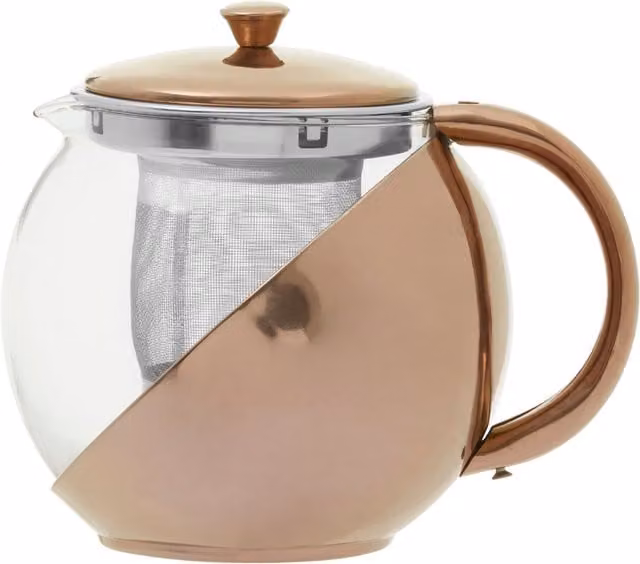 Orsina Elegant Stainless Steel and Glass Teapot with Infuser in Silver and Multicolour