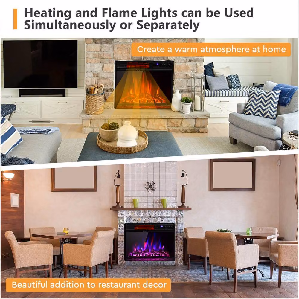 CASART Electric Fireplace Insert Infrared Heater with Remote Control, Black – 3