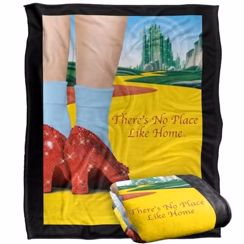 LOGOVISION The Wizard Of Oz There's No Place Like Home Poster Super Soft Fleece Throw Blanket, Multicolour, W: 152 cm, D: 127 cm – 1