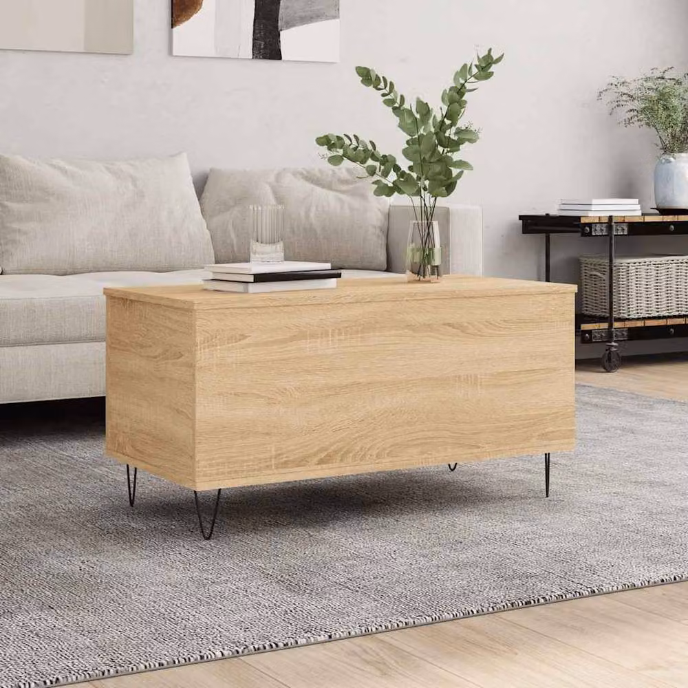 Berkfield Home Sonoma Oak Coffee Table in Beige, W: 90 cm, D: 44.5 cm, H: 45 cm – 2