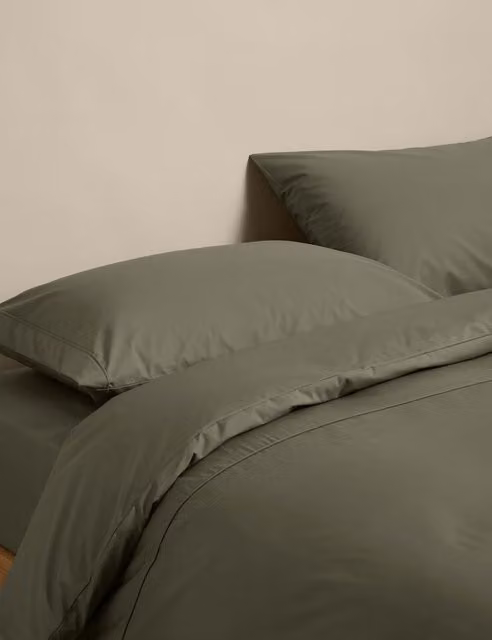 M&S Egyptian Cotton 230 Thread Count Plain Duvet Cover, W: 180 cm, H: 200 cm, Khaki