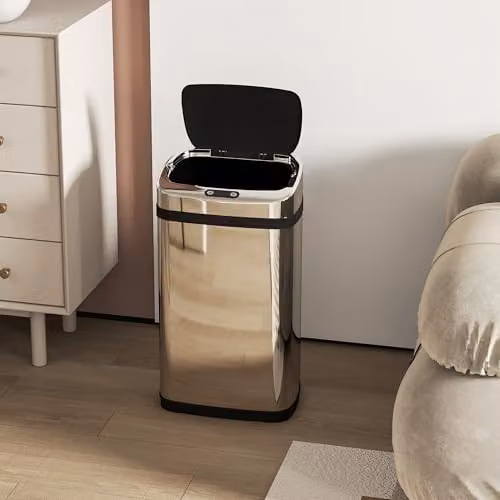 HOMCOM 30L Automatic Stainless Steel Kitchen Bin with Infrared Motion Sensor Lid in Silver – 7