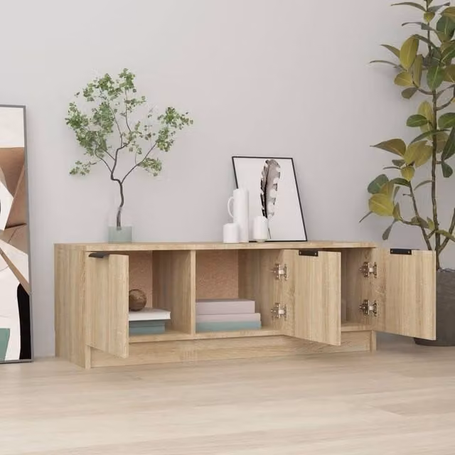 Berkfield Home Modern TV Cabinet in Beige Oak, W/D/H: 102 x 35 x 36.5 cm