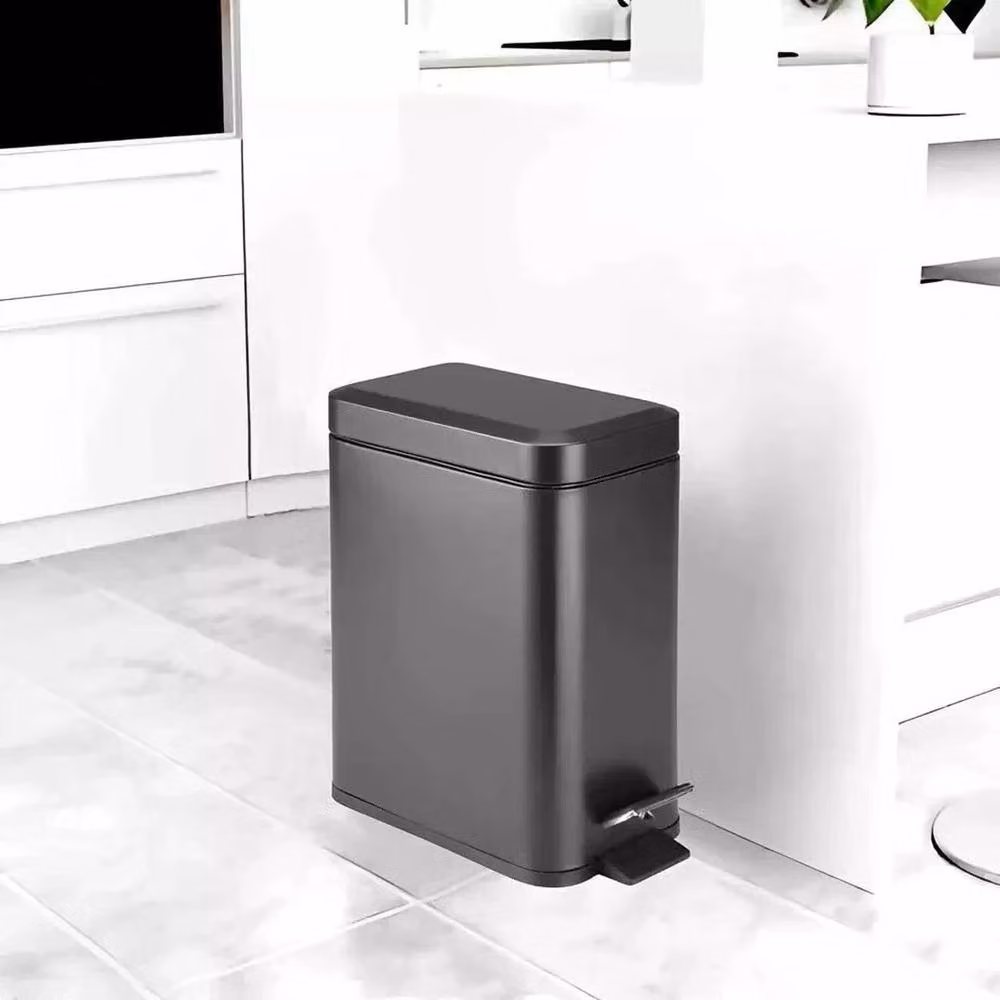 PAWNORA Stainless Steel Slim Pedal Bin, 5L, Black – 4