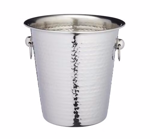 BarCraft Hammered Stainless Steel Wine and Champagne Cooler Bucket in Silver, W/D/H: 21 x 20.5 x 21 cm – 1