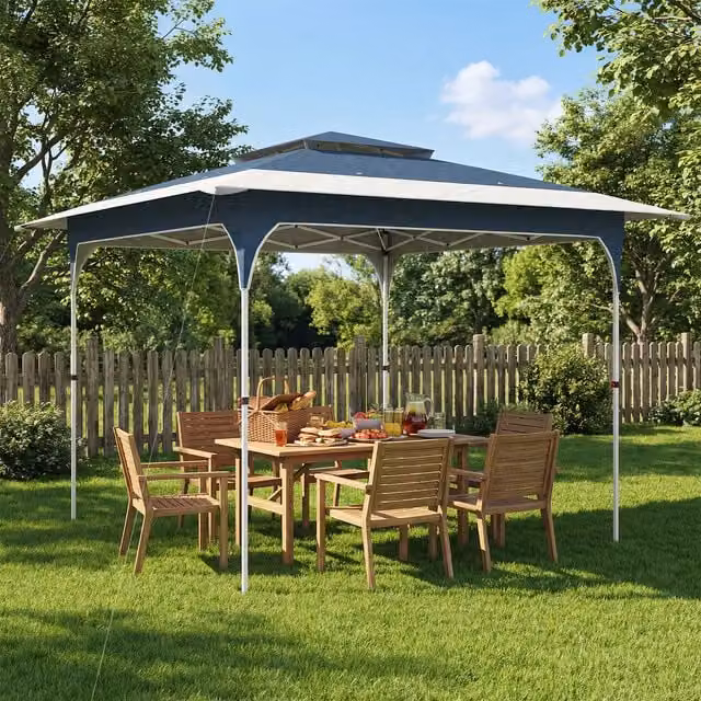 Outsunny Blue Pop Up Gazebo with One-Push Setup and UPF 50+ Protection, W/D: 3.5 x 3.5 m