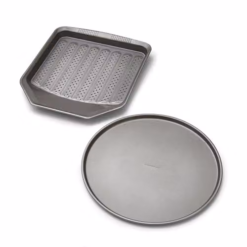 Morphy Richards Grey Non-Stick Carbon Steel Pizza Tray and Crisper Set