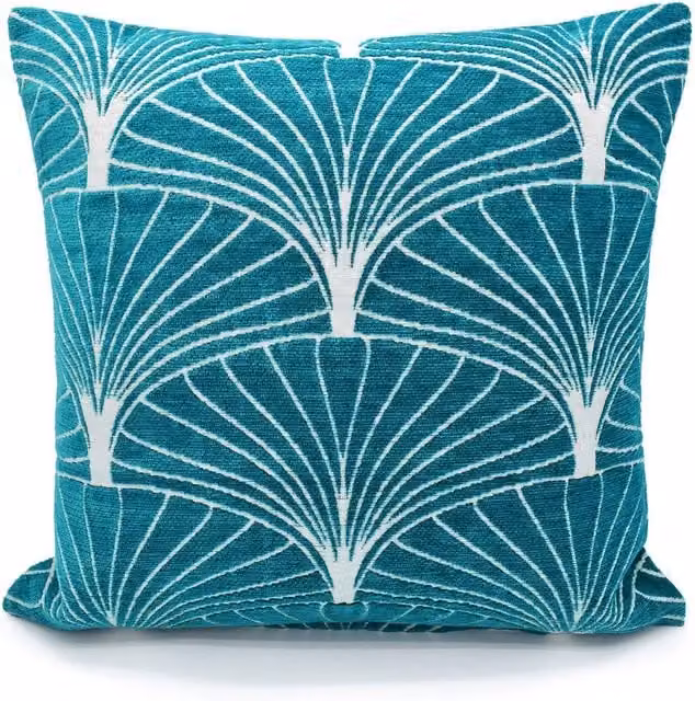 Velosso Palermo Chenille Filled Square Cushion in Blue/Turquoise, W/D/H: 43 x 43 x 43 cm
