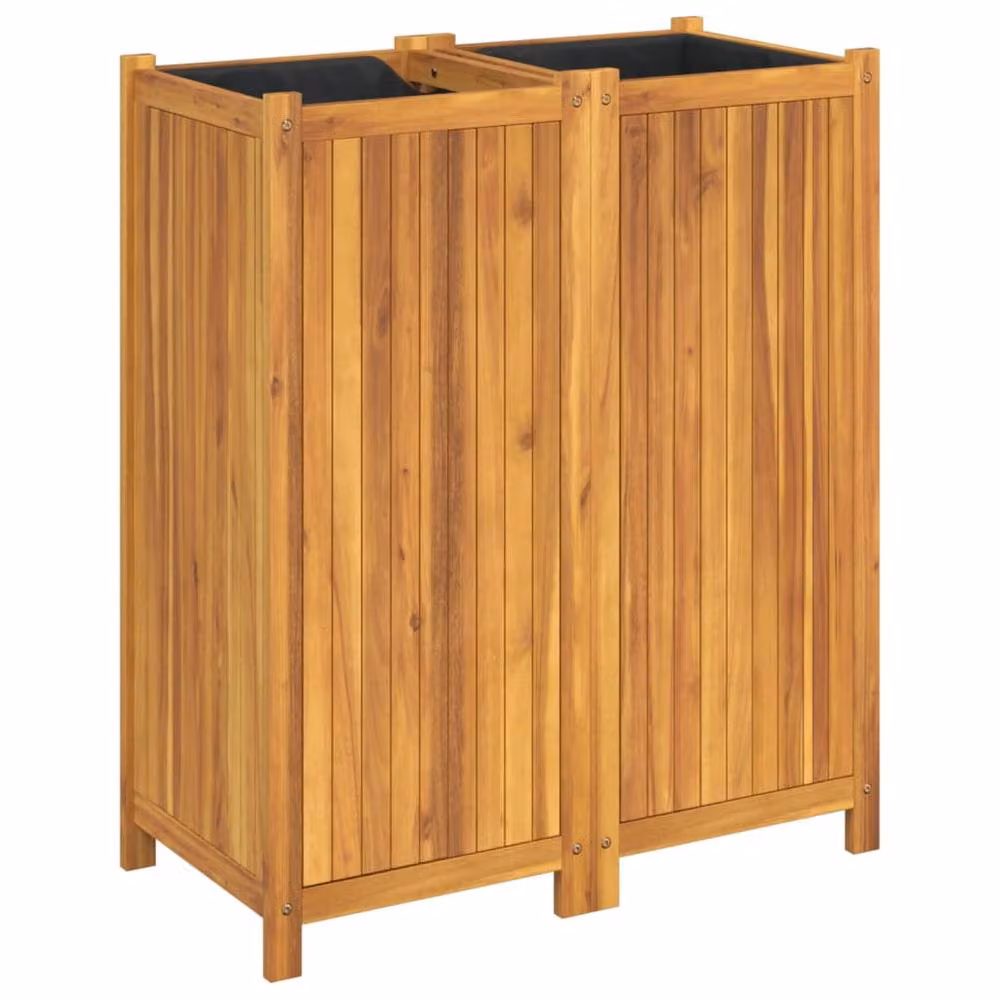 Berkfield Home Beautiful Garden Planter with Liner in Brown Acacia Wood, W/D/H: 84 x 42 x 100 cm – 2