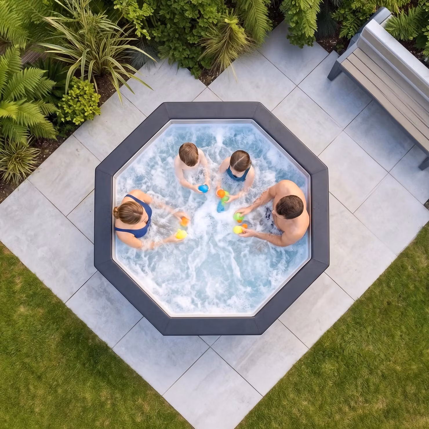 Wave Spas Wave Como 6-Person Foam Hot Tub with Integrated Heater and 90 Jets in White – 4