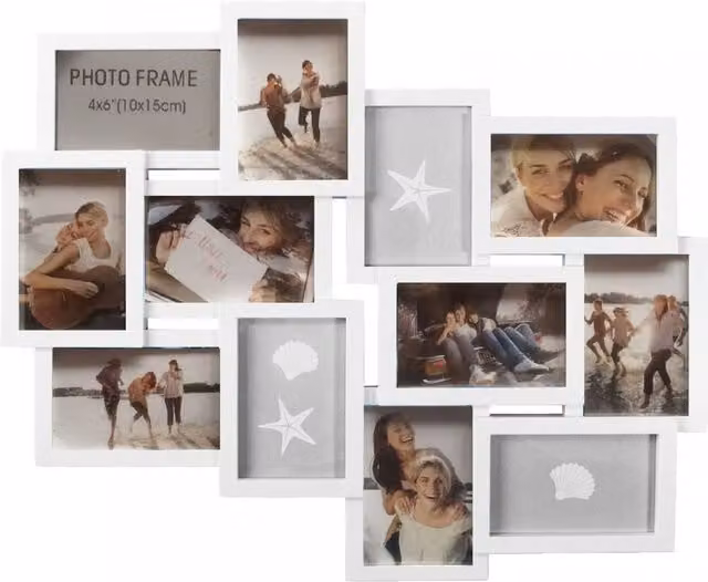 Gr8 Home Modern White Wall Hanging Multi Picture Collage Photo Frame Holder for 12 Pictures