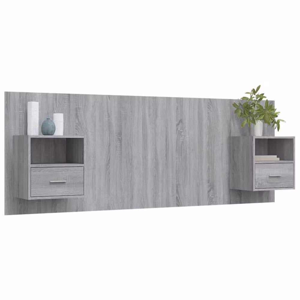 Berkfield Home Bed Headboard with Integrated Nightstands in Grey Sonoma Engineered Wood – 2