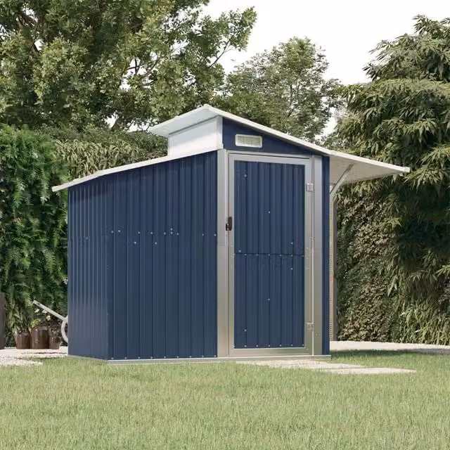 Berkfield Home Anthracite and Black Galvanised Steel Pent Garden Shed with Side Vent W/D/H: 270 x 130 x 208.5 cm