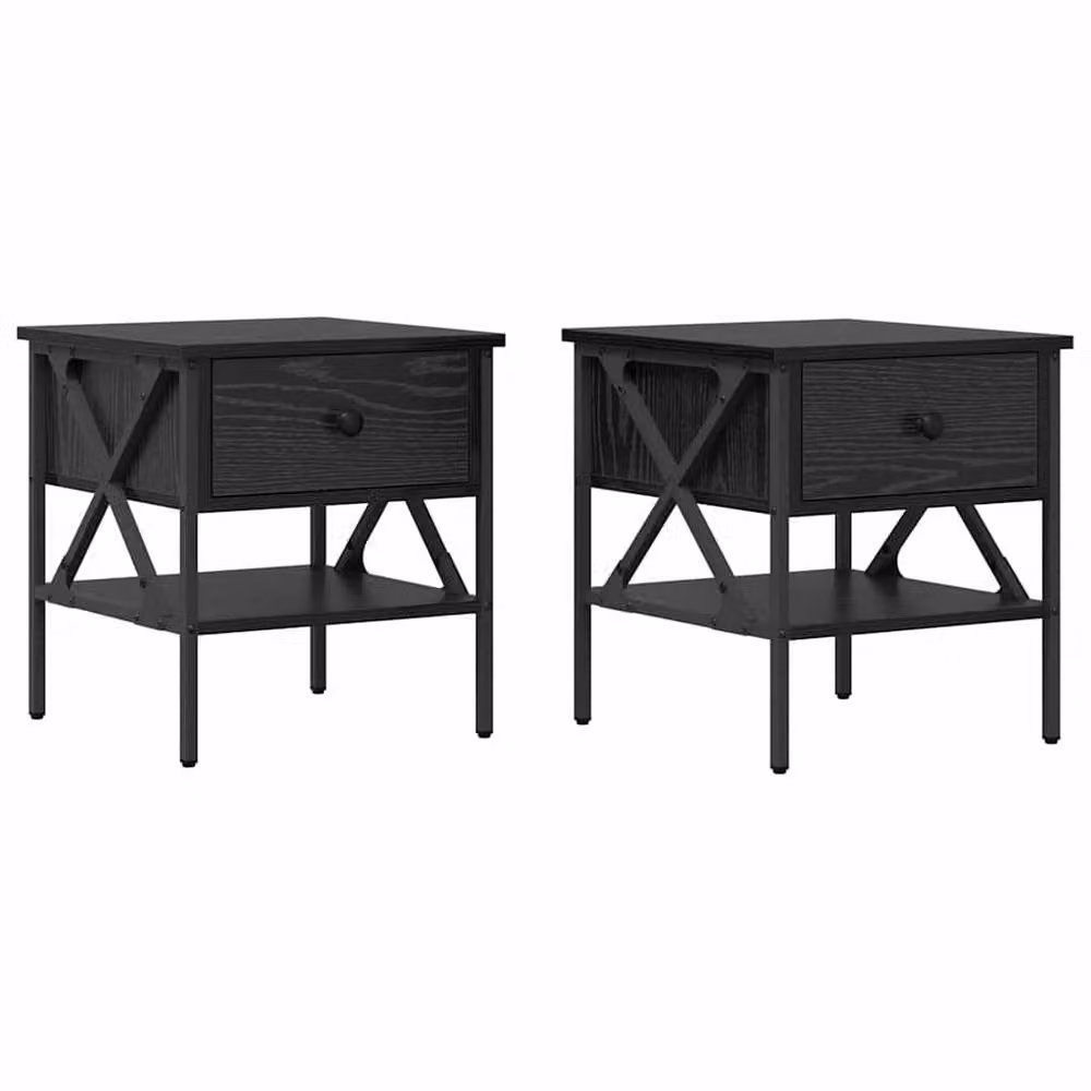 Berkfield Home Modern Bedside Tables, 2 Pack, Black Oak, W/D/H: 40 x 42 x 45 cm – 2