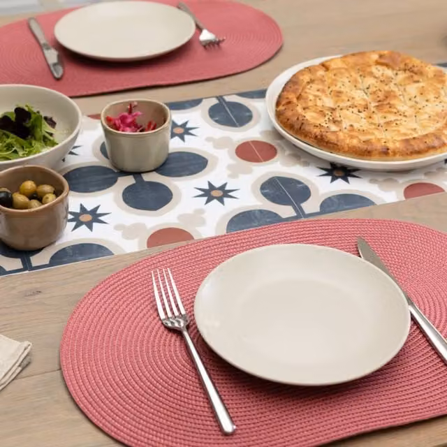 D-C-Fix Wipe Clean Woven Oval Placemats in Mineral Red, 6 Pack – 1