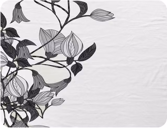 Benjamin Tate Design Floral Fleece Blanket in Black, White and Sand, W/D/H: 120 x 150 cm – 2