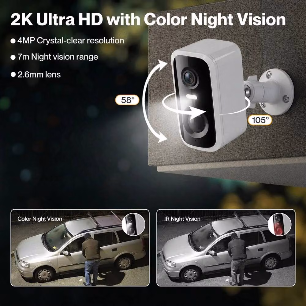 KORVIXA 2K Wireless Solar Powered Security Camera in White – 4