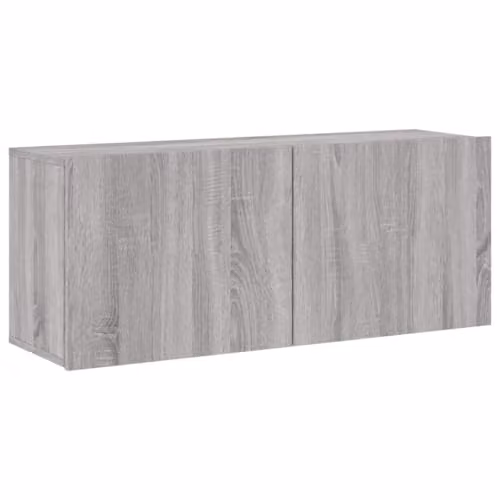 vidaXL Modern Wall-mounted TV Cabinet in Grey, W/D/H: 100 x 30 x 41 cm – 1