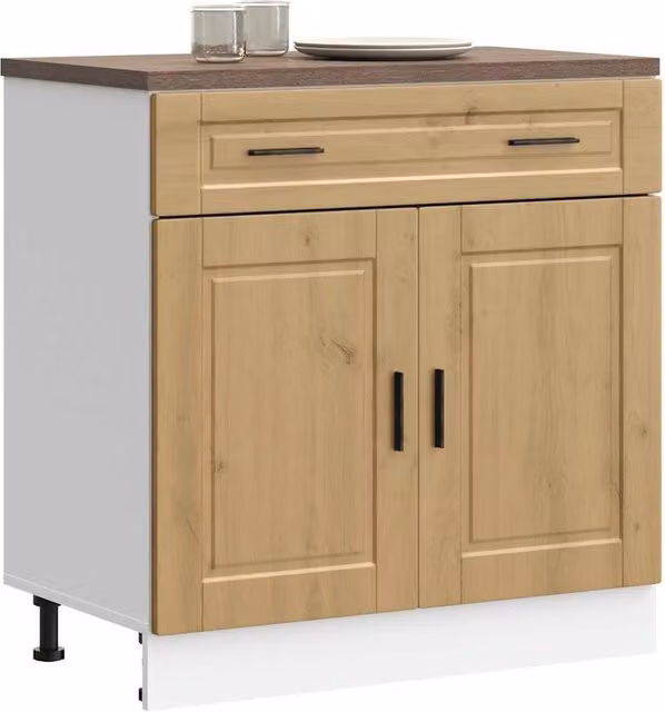 Berkfield Home Porto Artisan Oak Kitchen Base Cabinet in Brown
