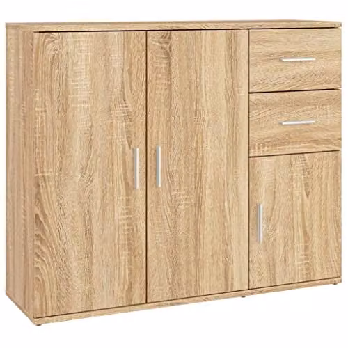 vidaXL Modern Sideboard in Sonoma Oak, Brown, W/D/H: 91 x 29.5 x 75 cm