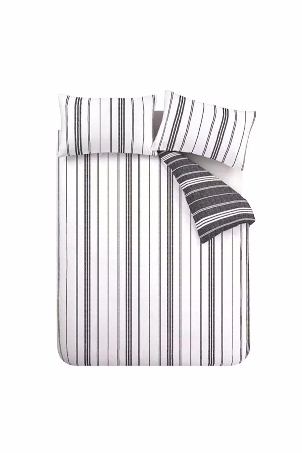 Catherine Lansfield Harbour Stripe Reversible Super King Duvet Cover Set with Pillowcases in Black – 3