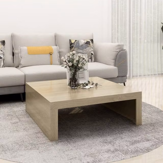 Berkfield Home Sonoma Oak Coffee Table in Brown, W/D/H: 100 x 100 x 35 cm