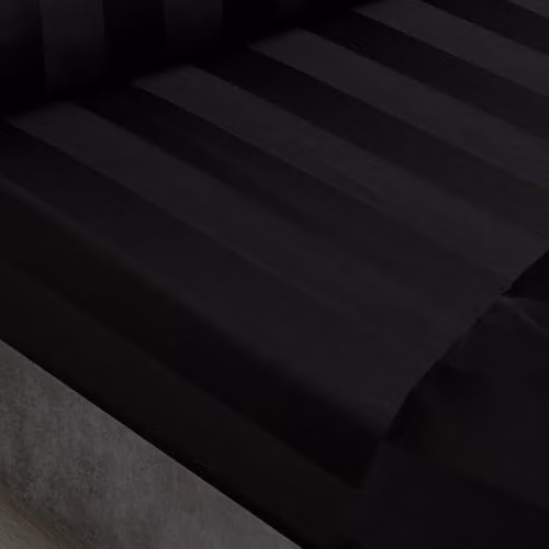 Catherine Lansfield So Soft Satin Stripe Single Fitted Sheet, Black, W/D/H: 90 x 190 cm