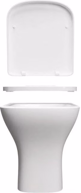 NESTLUNE White Ceramic Back To Wall Toilet Pan with Soft Close Seat, W: 52.0 cm, D: 49.0 cm, H: 40.0 cm