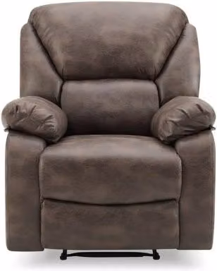 TGC George Brown Faux Leather Manual Recliner Chair in Brown with Metal Frame and Armrests