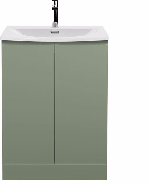 Balterley Mavesyn Contemporary 2 Door Freestanding Vanity Basin Unit, Matt Green, Width: 60 cm