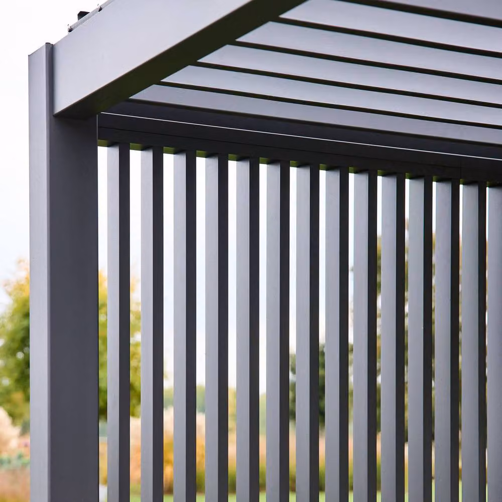Sweekeek Aluminium Louvered Pergola in Dark Grey, W: 400 cm, D: 300 cm, H: 250 cm, including 3 x 100 cm Vertical Louver Panels – 4
