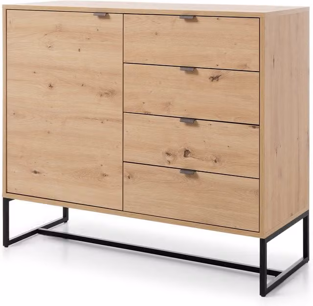 Abakus Direct Amber Industrial Sideboard in Brown and Black Wood and Metal, Width: 103 cm