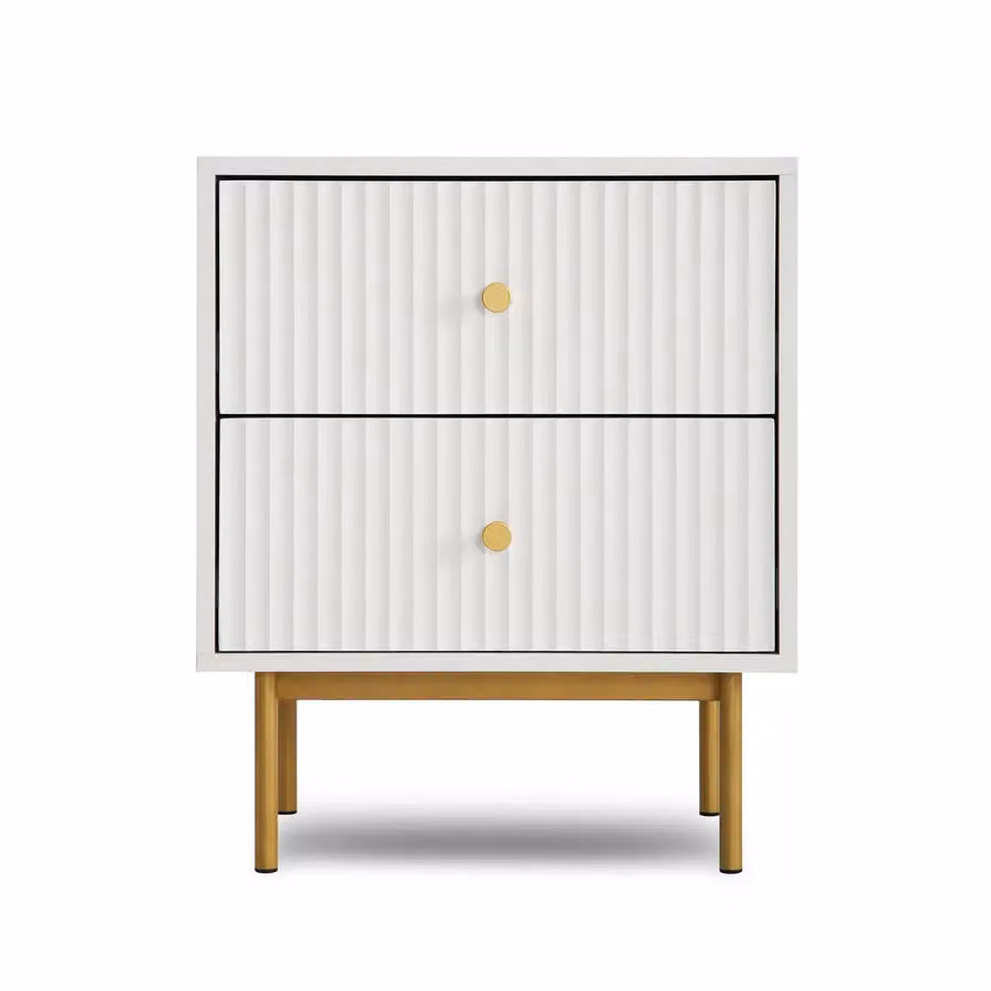 Home Garden Direct Modern White Bedside Table with 2 Drawers – 2