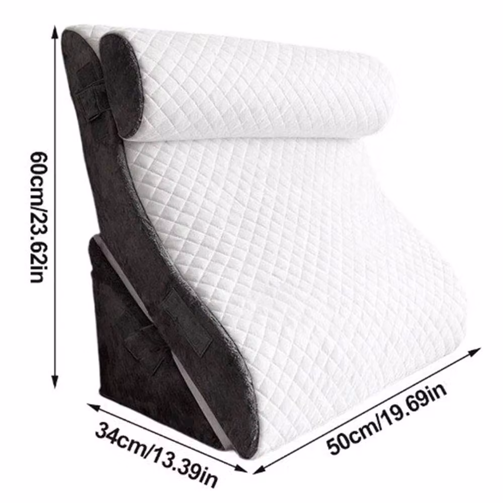 Ventryn 10-in-1 Memory Foam Bed Wedge Pillow Support Cushion in White for Back, Knee and Neck Support – 2