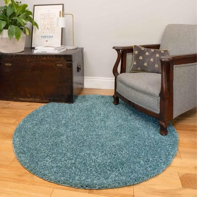 The Rug House Blue Soft Value Shaggy Square Area Rug, W/D/H: 135 x 135 x 3 cm