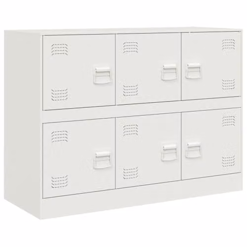 vidaXL Modern White Metal Sideboard, W/D/H: 99 x 39 x 73 cm
