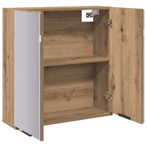 vidaXL Modern Bathroom Mirror Cabinet in Brown with Glass Doors, W/D/H: 64 x 20 x 66.5 cm – 3