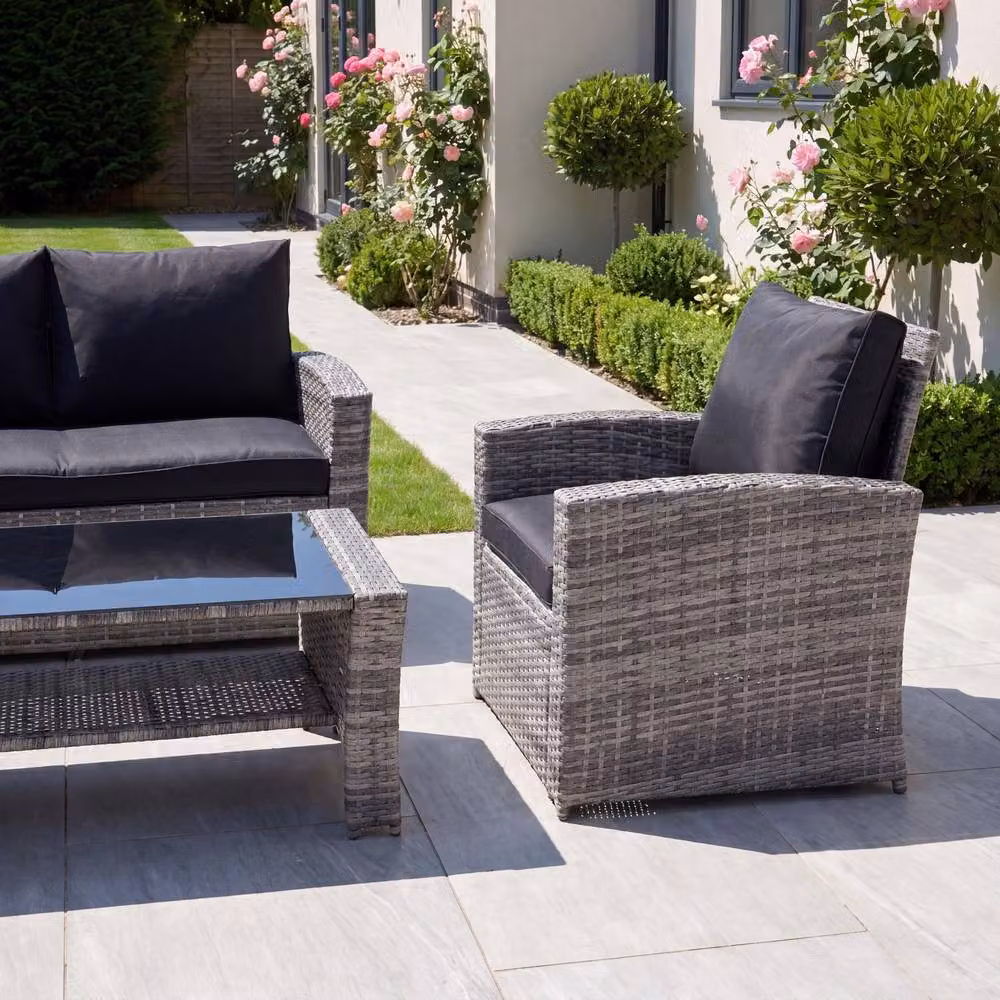Artemis Home Pallini 4 Piece Grey Rattan Patio Set with Upholstered Cushions – 3