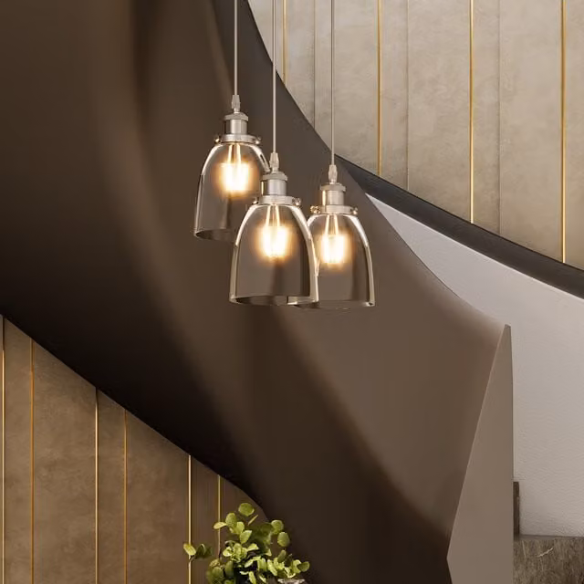 Living Star Industrial Silver and Transparent Glass Dome Pendant Light