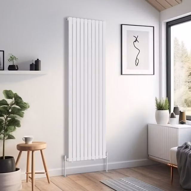 Right Radiators Oval Single Panel Vertical Radiator, White, H: 180 cm, W: 59 cm