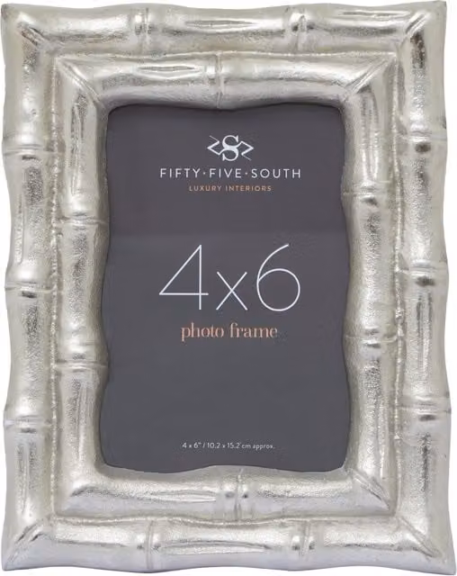 Orsina Hiba Silver Bamboo Effect Single Rectangular Metal Tabletop Photo Frame, 10 x 15 cm