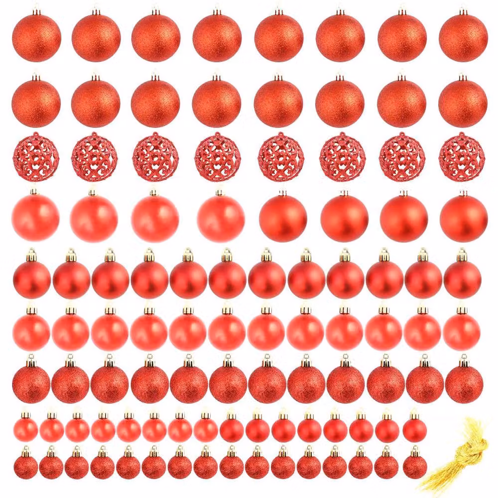 Berkfield Home Beautiful 100 Piece Red Christmas Bauble Set – 3
