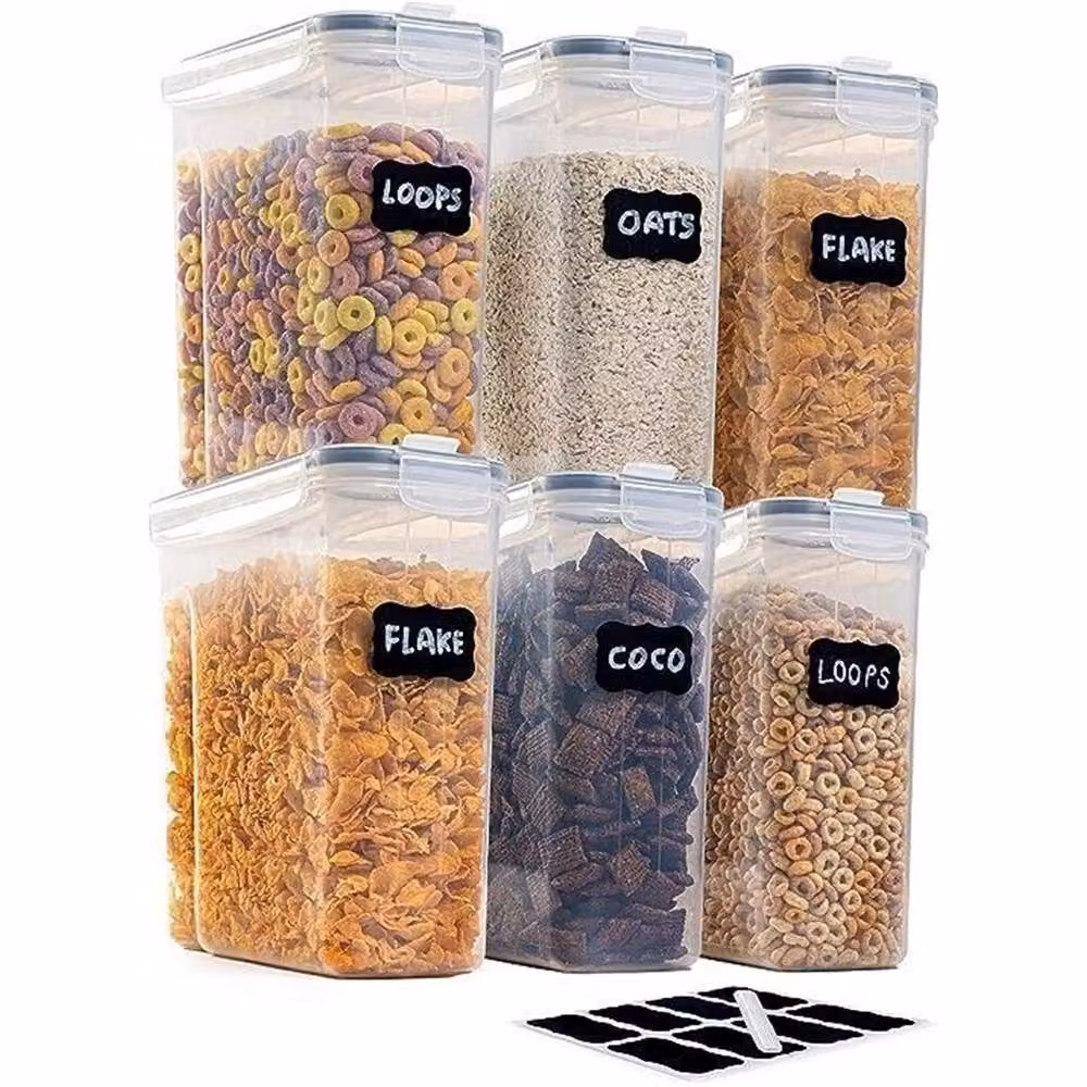Nordara Set of 4 Airtight Plastic Food Storage Containers and Cereal Dispensers, 4L each, Clear – 4