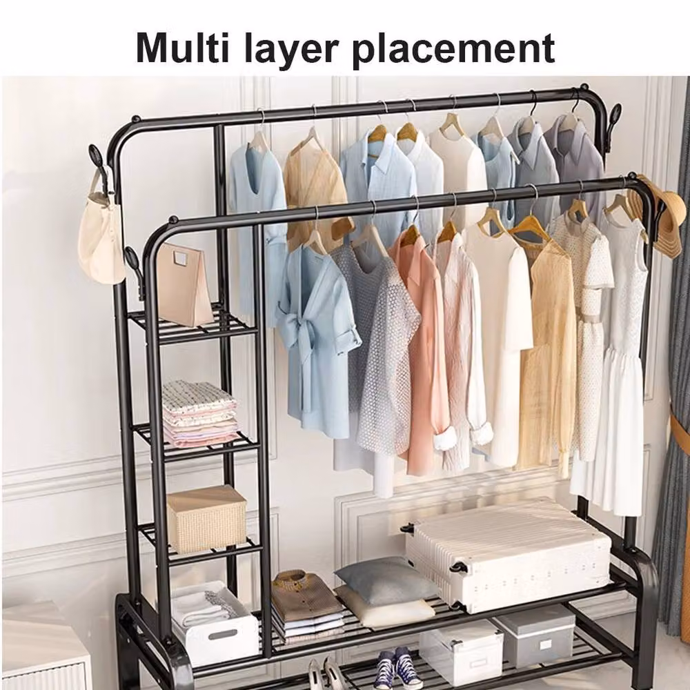 PAWNORA Black Metal Clothes Rail with 120kg Load Capacity, W/D/H: 145 x 54 x 44 cm – 4